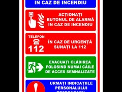 Indicator pentru instructiuni de urmat in caz de incendiu